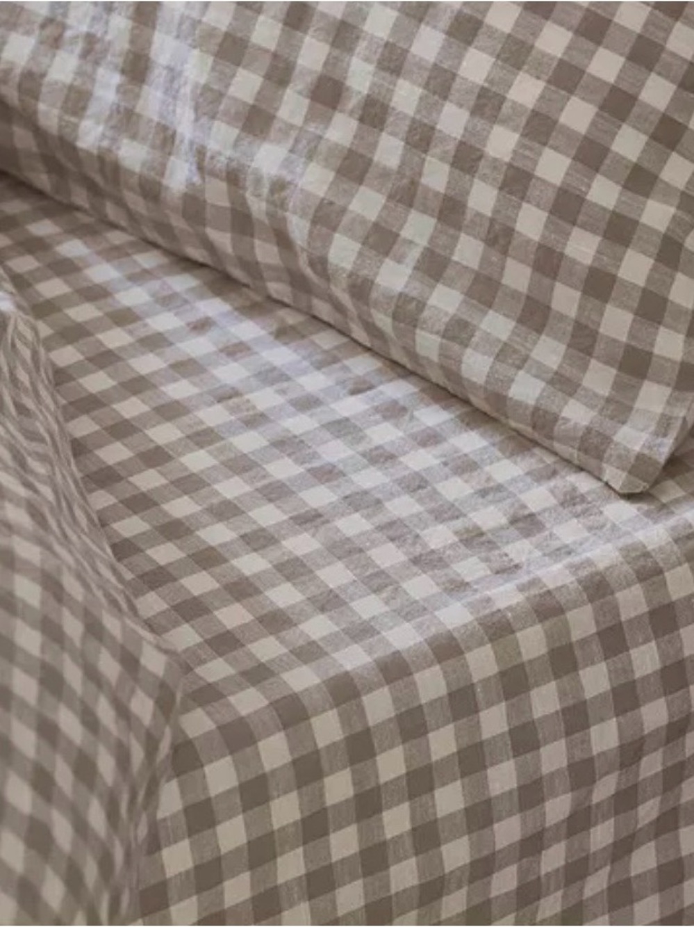 Piglet In Bed — Mushroom Gingham Fitted Bed Sheet